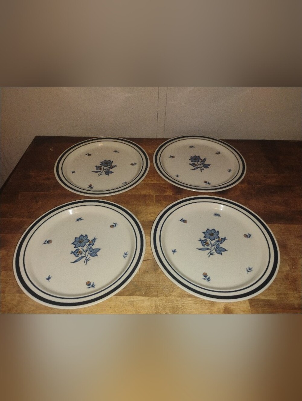 Vintage 1985 Newcor Stoneware Plates – Versailles Pattern (503) – Set of 4